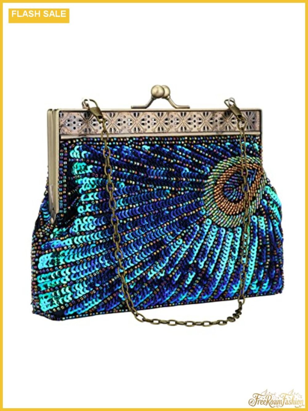 Beaded Sequin Vintage Evening Clutch Handbag, Detachable Strap, 1920s Party